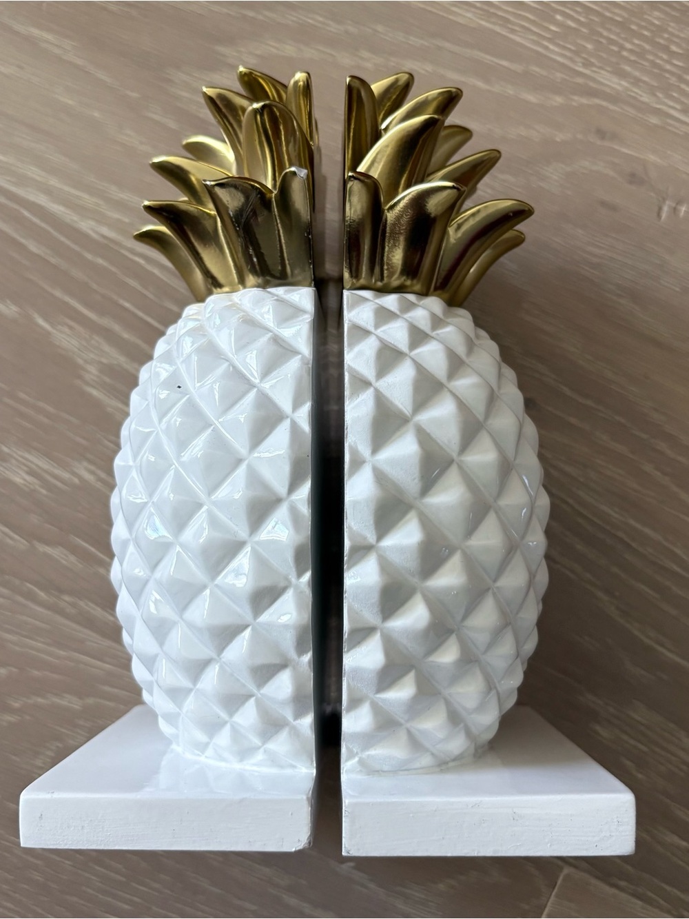 Gold & White Decorative Pineapple Book ends Pair